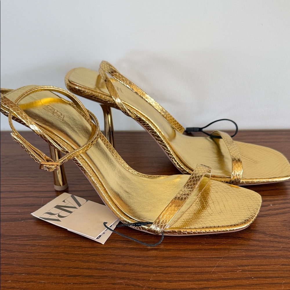 Zara Gold Strappy Heels